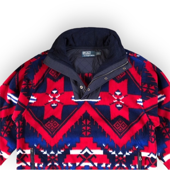 Rare Polo By Ralph Lauren Fleece Pullover Classic Americana - Size M - Picture 4 of 13